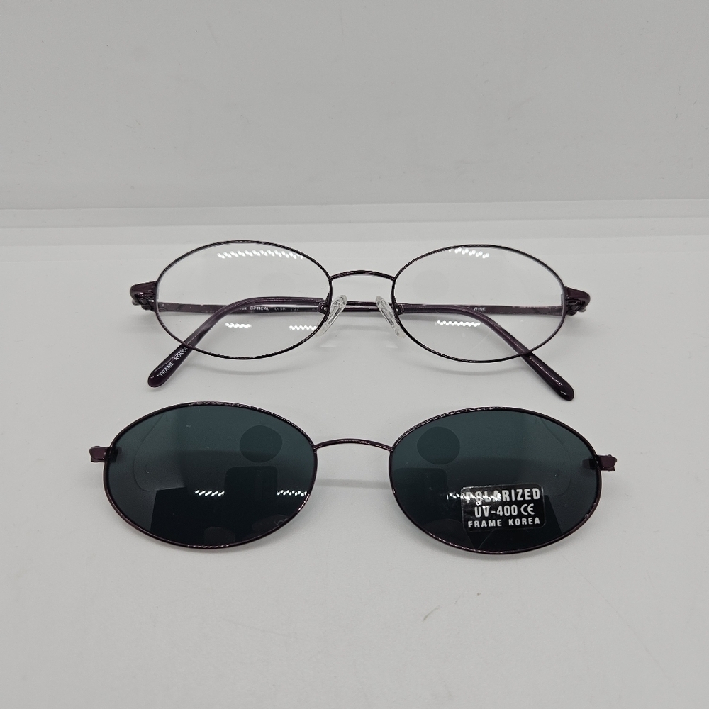 NEW Frame Korea purple wire rimmed glasses with magnetic sunglasses FOR FRAMES - Picture 2 of 7